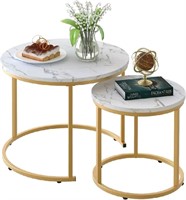 aboxoo Coffee Table Nesting White Set of 2 Side Se