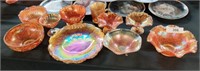 10 Pieces of carnival glass