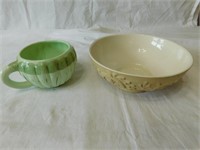 Green planter cup + #102 Haeger bowl