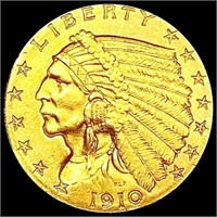 1910 $3 Gold Piece CLOSELY UNCIRCULATED