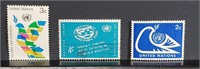 3 United Nations Postage Stamps