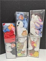 Lot of Beanie Babies in Display Cases