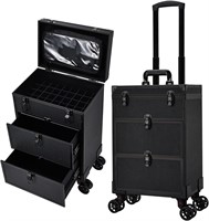 Professional 3 in 1 Rolling Makeup Case Black
