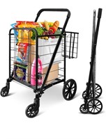 Shopping Cart with 360 Swivel Front Wheels and