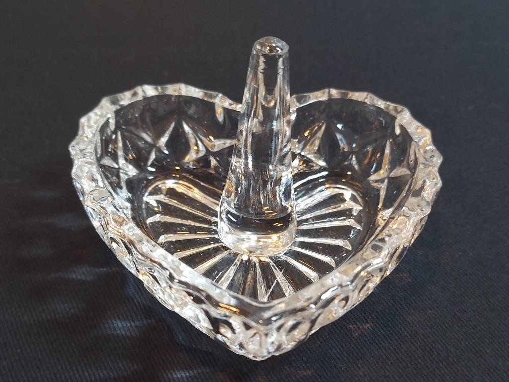 Crystal Heart Ring Holder Jewelry Tray Waterford