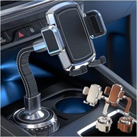 AS IS-Premium Leather Cup Holder Phone Mount