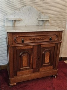 Antique Walnut Marble Top Wash Stand