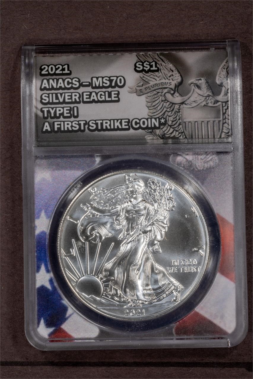 2021 $1 T1 ANACS MS70 Silver Eagle