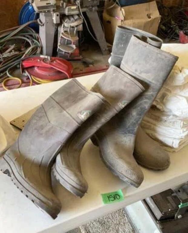 Two pairs of mud boots, size 8 and 10