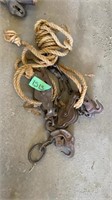 Vintage pulleys with rope