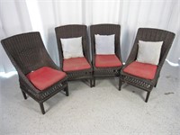 Wicker High Back Patio Chairs W/Cushions