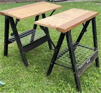 Pair of Hirsh sawhorses. Each with expandable