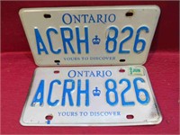 Modern Ontario Matching License Plates Canada Set