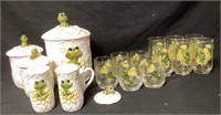 Frog Glasses, Canisters, S&P, Creamer