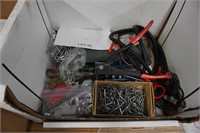 box of assorted wrenches, rivets & riveter