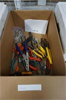 box of pliers, snips, wire stripper, needlenose,