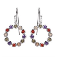 Sterling Silver Multi-Colored Crystal Earrings