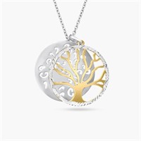 Sterling Silver Two-Tone Tree Pendant Necklace