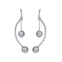 Sterling Silver Ball and Rope Dangle Earrings