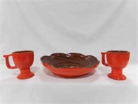 Frankoma Pottery USA 218 Serving Bowl & (2)