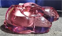 Vintage Indiana Glass Cranberry Glass Bunny Tea-