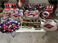 LARGE LOT OF COCA COLA THEMED DISHES AND PLATTERS