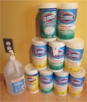 (9) Containers of Clorox wipes and 3/4 full