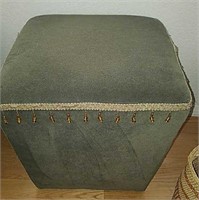 Green Fabric Footstool/ Ottoman #2