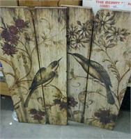 (2) Neat Wooden Bird Wall Hanging Prints