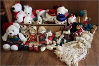 Large Collection of Christmas Stuffed Animals