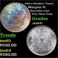 1884-o Rainbow Toned Morgan $1 Grades Choice+ Unc