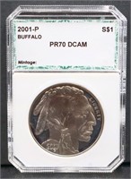 Graded 2001P $1 buffalo silver commerative coin
