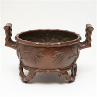 Chinese Bronze Censer, Bamboo-Form