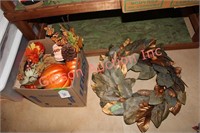 Box of Fall Décor & 4 Fall Wreaths