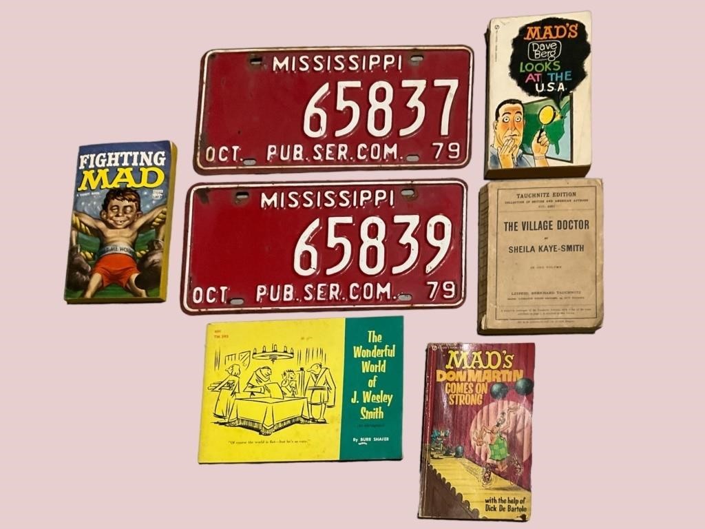 Missippi License Plates and Mad Comic Paperbacks.