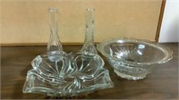 Clear cut glass vases & Bowls