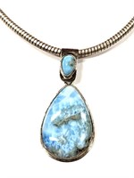 Sterling Silver Larimar Pendant Necklace