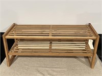 28" x 12" Bamboo 2-Tier Wooden Shelf Shoe Rack