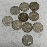 (10) Roosevelt Silver Dimes, 1960's Mixed Dates
