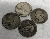 (4) Silver Quarters, 1928-S, 1944, 1962, 1943