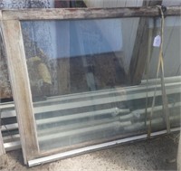 (2) Wood Trim Glass Patio Doors