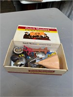 Cigar Box of toy part and kids spoons