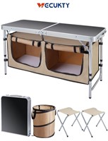 E5614   Portable Camping Table, Aluminum, Gray