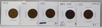 (5) Early Lincoln Cents. Dates Include: 1909,
