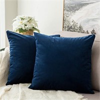 MIULEE Pack of 2 Velvet 20x20'' Navy Pillow Covers