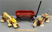 Children's Pull Toys; Wagon & Dogs