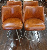 Vtg Bar Stool w/Orange Vinyl Seats by Admiral 4