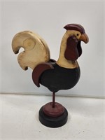 Wooden Rooster with Pedestal
