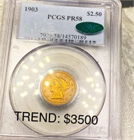 1903 $2.50 Gold Quarter Eagle PCGS - AU 58 CAC