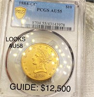 1884-CC $10 Gold Eagle PCGS - AU55 LOOKS AU58